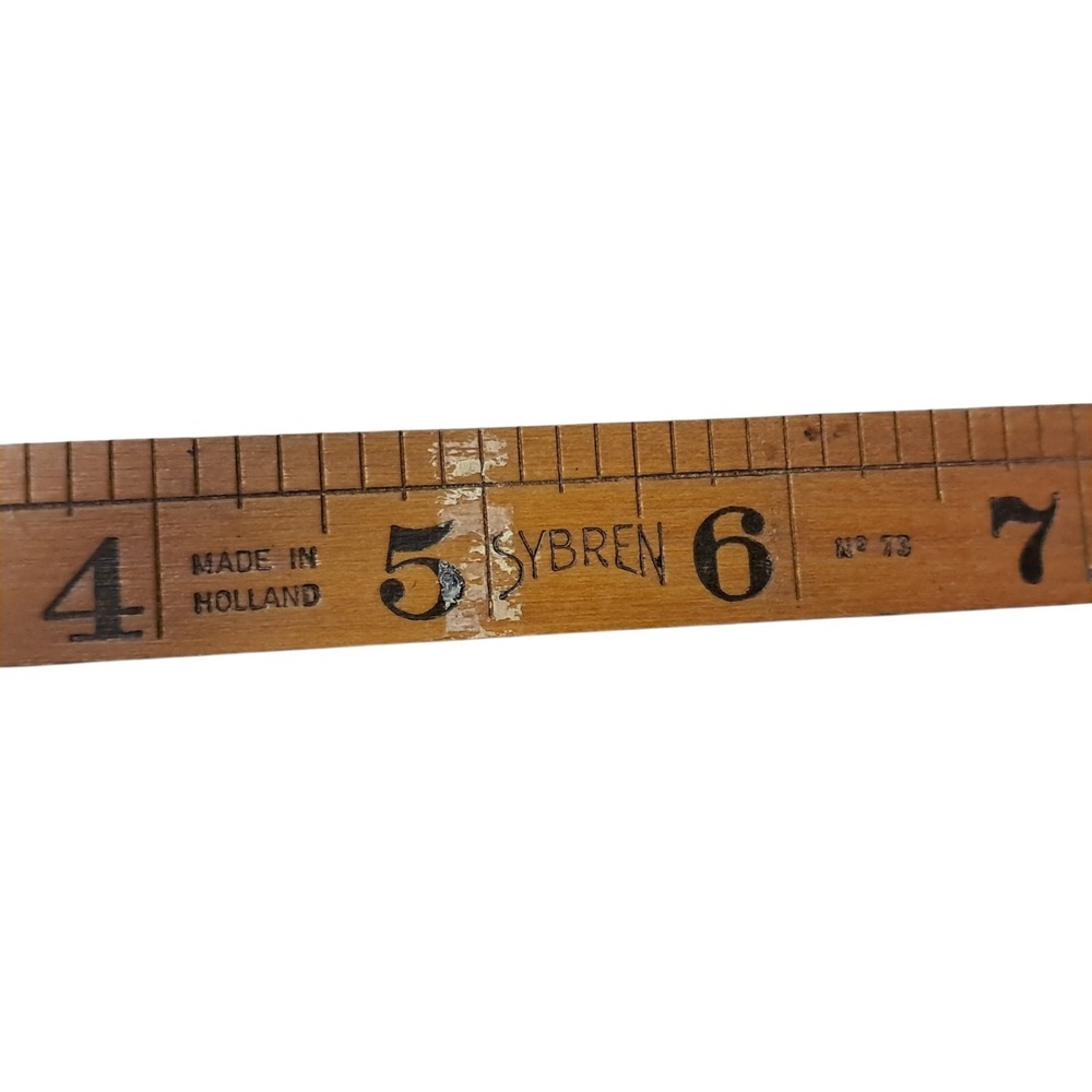 Vintage Sybren Three-foot folding boxwood ruler with brass fittings